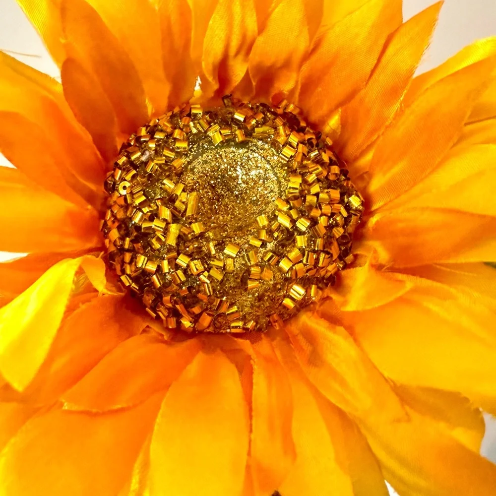 27” Yellow Sunflower Stem with Glitter Golden Middle Accent Faux Flowers